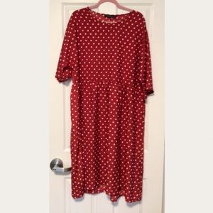 💋 Zanzea XXL Red & White Polka Dot Midi Dress